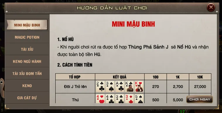 Minigame Mini Mậu Binh Tại B52 Club Đỉnh Cao Chiến Thuật Xếp Bài Thần Tốc