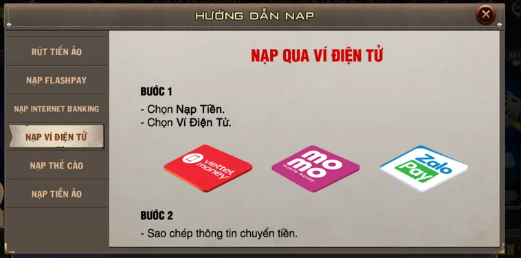 Hướng Dẫn Nạp Tiền B52 Club Qua Ví Điện Tử Nhanh Chóng Tối Ưu Nguồn Vốn Để Chiến Thắng Mọi Ván Bài