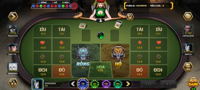 Giao Diện Trò Chơi Rồng Hổ Tại B52 Club Sân Chơi Đẳng Cấp Nhận Thưởng Tiền Tỷ Mỗi Ngày